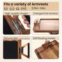 Acacia Wood Couch Arm Tray with 360Phone Holder,Folding Sofa Armrest Tray,Couch Arm Table Clip-On Couch Desk for Drinks,Snacks,Phone,Remote Control