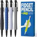 ELETIUO 4-in-1 Silent Fidget Pencil Sensory Focus Tool for Stress Relief, ADHD, Autism & Anxiety. Fine Motor Skills Aid with Textured Silicone Sleeve for for Kids and Adults