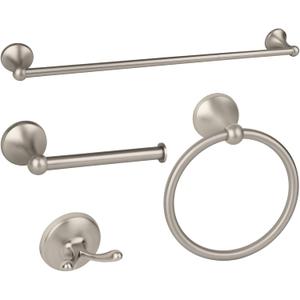 4-Piece Brushed Nickel Bathroom Hardware Accessories Set, 24 Inch Towel Bar, Towel Rack, Bathroom Towel Holder