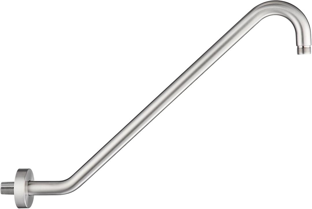 Shower Head Extension Arm with Flange Uvish 17" S Shaped Shower Head Riser Pipe, Stainless Steel High Rise Extra Long Goose Neck Shower Extender Arm, Standard 1/2" Connection, Brushed Nickle