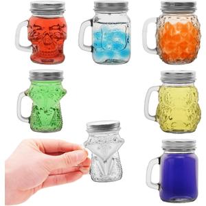 6 Pcs 4 oz Mini Mason Jar Mugs Mason Jar Mugs with Handles and Lids Small Drinking Glass and DIY Favor Decor Wedding Bridal Shower Party Supplies for Drinks, Gifts, Candles and Crafts