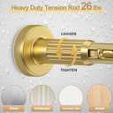 Gold Tension Curtain Rod 41-185In(4-15Ft), Extra Long Outdoor Curtain Rod No Drilling for Window or Patio, Heavy Duty Shower Rod for Bathroom,Rod Diameter 1.26In-One-bond stretching