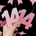 Glitter Pink 14th Bow Birthday Decorations Hot Pink Conquette Bow Garland Streamer Banner Backdrop for Girls Happy 14th Birthday Awesome Since 2012 Cheers to 14 Years Old Anniversary Party Supplies
