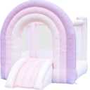 Magic Rainbow Bounce House, Kids Bounce House with Slide, Pink Bouncy House Indoor Outdoor, Blower Included, 8 ft L x 6 ft W x 6.7 ft H, Dreamy Play Space for Kids