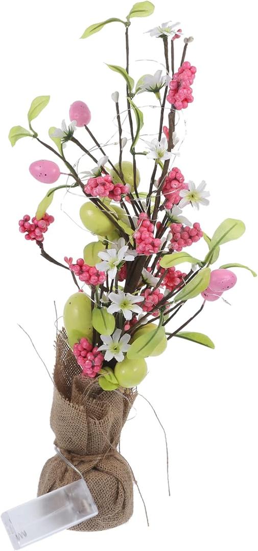 Artificial Egg Tree Branches Led Lights Easter Eggs Table Decoration Lively Ornament Set