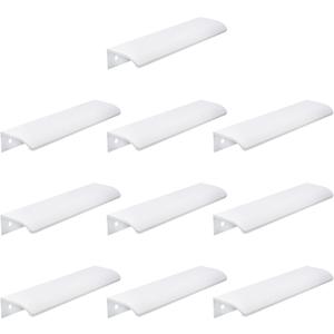LC LICTOP Curved Edge Pull Handles, 5.9 Inch Edge Finger Tab Handle for Caibnets Drawer Closet Door Wardrobe Cupboard, 10 Inch Hole Spacing, 10 Pcs White Edge Pulls