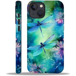 for iPhone 14 Plus Case, Blue Green Dragonfly Fantasy Pattern for Girl Women Boy Hard Hybrid Shell Shockproof Silicone Full Body Protective Frosted Case for iPhone 14 Plus