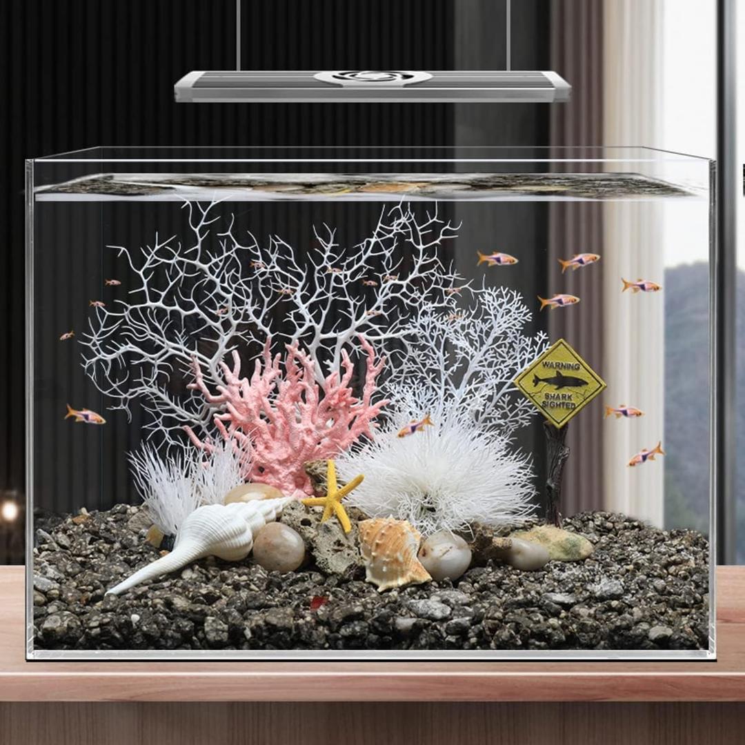 Fish Tank Decorations (fish tank not included), aquarium coral decorations and Aquarium Artificial Plastic Plants Set, betta fish tank accessories coral ornaments aquarium coral Aquarium Dcor