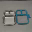 HOMEKOL Stainless Steel Bento Lunch Box, 3-Compartment Leak-Proof Lunch Container for Kids & Adults, BPA/ BPS-Free 304 Metal Food Box, Dishwasher Safe, Clear Tritan Lid, Blue (Not Insulated)