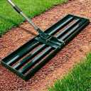 30x10 inch Lawn Leveling Rake, Yumatum 72" Effort Saving Lawn Leveler Tool, Stainless Steel Handle Lawn Leveler for Golf Course Yard Pasture Garden, Professional Lawn Care Landscape Rake(Green)