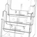 FUCDTEFC Acrylic Brochure Holder 8.5x11 & 4 x9 Inches, Clear 4 Tier Magazine Holder Brochure Display Stand w Removable Divider, Literature Pamphlet Flyer Holder for Wall Mount or Countertop