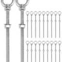 QWORK Stainless Shoulder Eye Bolts 3/8"x6", 20 Pcs Threaded Eyebolts, Fixing Kit for Wood, Metal & Outdoor Projects