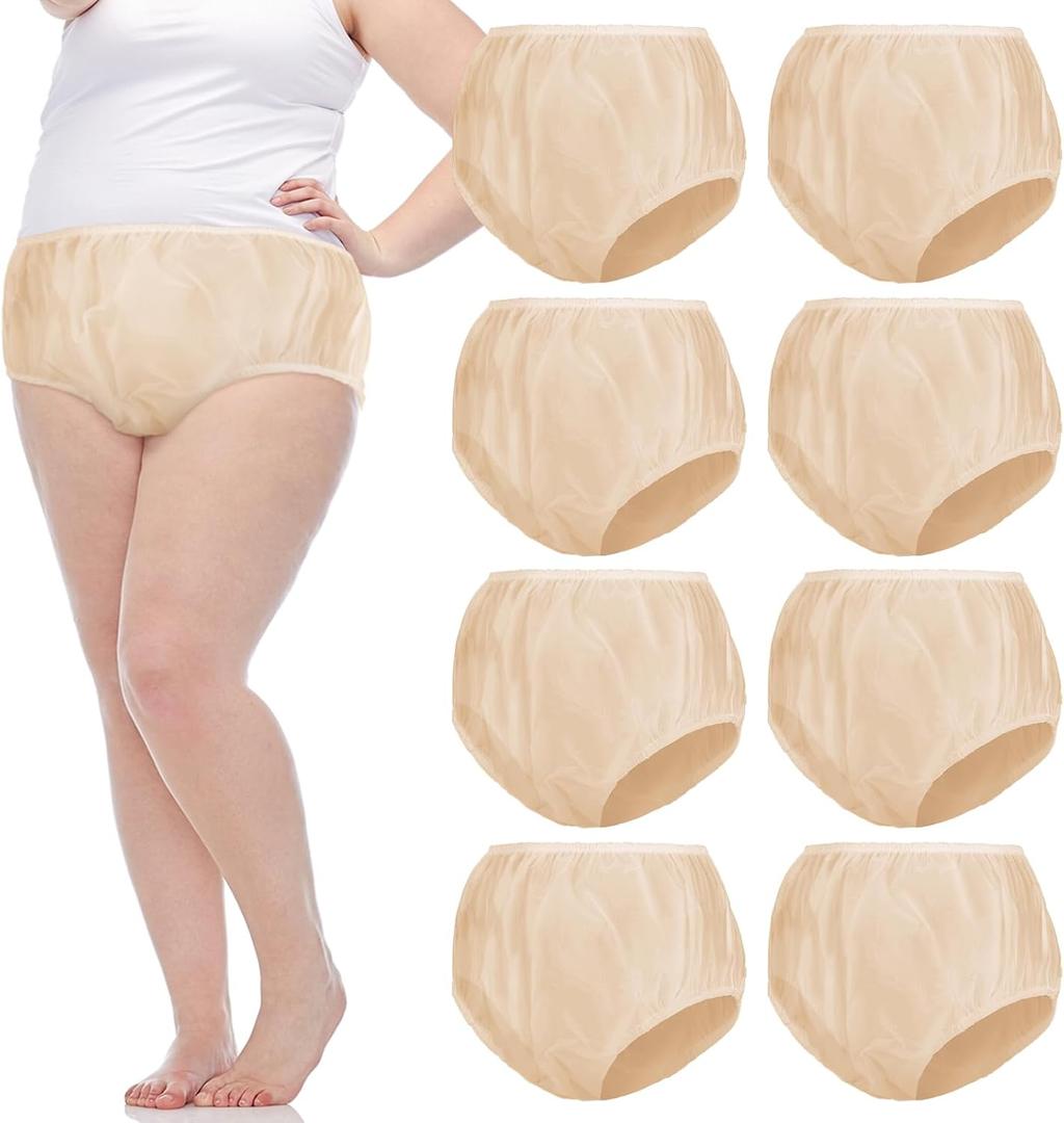 7 pcs Adult Plastic Diaper Plastic Pants (Beige,XL)