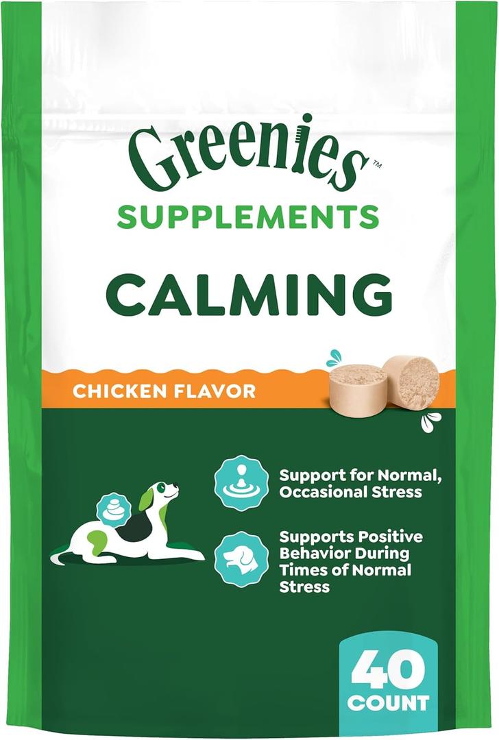 Greenies Supplements Calming Chews for Dogs Chicken Flavor, 7.3 oz. Container of 40 ct.