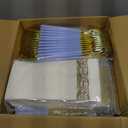 Baby Blue & Gold Disposable Dinnerware Set for 25 Guests  175 Pc Heavy Duty Plastic Plates, Cups & Gold Cutlery  Elegant Party Supplies for Wedding, Baby Shower & Birthday