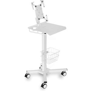 Ipad Cart with Wheels for 9.7"-14" iPad and Tablet, Mobile Tablet Cart with Pneumatic Lifting(31.5" - 47.25"), Ideal for Home, Lobby, Office, Restaurant and Salon, Cold-Rolled Steel, Cable Hidden