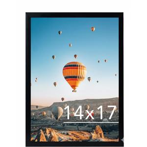 14x17 Picture Frame Black for Wall Hanging, Wall Mounting Horizontally or Vertically, 14 x 17 Wall Gallery Poster Photo Frame with Shatter Resistant Plexiglass, 1 Pack, Black   