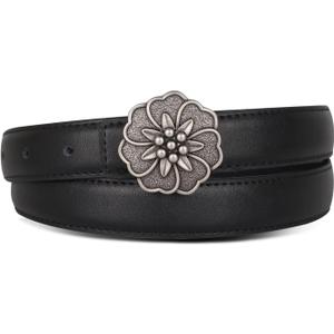 3 x Relang Women's Belts with Gold Buckle, Fashion Waist Band, Elegant Ladies' Belt, Gift for Women (26-27 (Pant 1-5), Ancient Silver Seven-petal Flower)