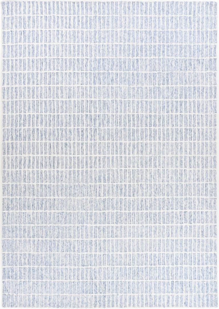 Hand-Tufted 100% Wool Area Rug Unique Modern Geometric Grid Pattern, Soft Plush Textured Carpet for Living Room, Bedroom, Dining Room & Entryway (Blue, 120 In x 96 In)