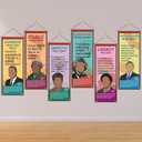 6 Pcs Black History Month Hanging Poster, Inspirational African American February Banner Decorations, Classroom Office School Home Party Celebration Decor for Wall Door Indoor Outdoor Supplies