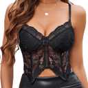 Avidlove Lace Bralettes for Women Y2k Camisole Lingerie Adjustable Strap Crop Top (X-Large, Black)