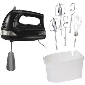Hamilton Beach 6-Speed Electric Hand Mixer with Whisk, Dough Hooks and Easy Clean Beaters, Powerful 275 Watt Motor, Snap-On Storage Case, Black