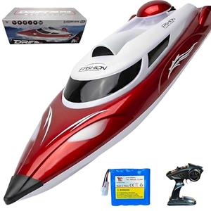 19" Big RC Boat High Speed 35+ KPH Remote Control Boat for Kids and Adults, Outdoor Water Toy Race Ship for Pool Lake With 3000mAh Big Capacity Battery,Water Play Toy Gift Racing Ship with LED Light