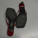 Kitten Flip Flop Thong Low Heels for Women Square Open Toe Slip On Heeled Sandals (8.5, Burgundy)