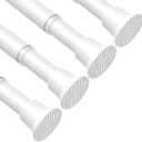 4 Pack Tension Curtain Rod 30.5 to 62.8 Inch No Drilling, Adjustable Spring Tension Rod 7/8" Diameter Non Slip, White Shower Curtain Rod for Windows, Bathroom, Doorway, Closet, Kitchen