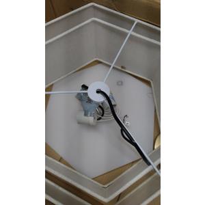 SGLfarmty 17.7" Gold Flush Mount Ceiling Light, 3-Light Farmhouse Light Fixture Ceiling Mount with Double Hexagonal Fabric Shade, Modern Drum Ceiling Mount Lamp for Bedroom Hallway Living Room