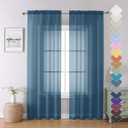 Lecloud Dusty Blue Sheer Curtains 84 Inches Long 2 Panels, Light Filtering Voile Curtain Drapes for Bedroom Windows, Dual Rod Pocket Living Room Window Treatments, 40" W x 84" L