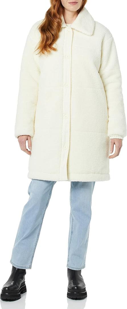 Amazon Essentials Women's Oversized Teddy Sherpa Coat (Previously Goodthreads) (Medium, Cream)