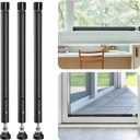 Sliding Door Security Bar, 3 Pack 18"-50" Adjustable Window Security Bars with Rubber Tips, Heavy Duty Door Jammer, Window Bars Security Inside, Window Lock Bar for Home Apartment Travel Patio (Black)