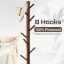 WANGMUXIA Coat Rack, Freestanding Coat Rack with 8 Hooks and 3 Adjustable Size Tree Coat Racks for Bedroom, Hallway, Entrance, Office, for Hats, Coats, Scarves, Handbags