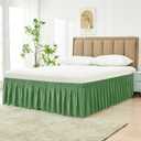 Biscaynebay Wrap Around Bed Skirts for Twin & Twin XL Beds 15" Drop, Sage Adjustable Elastic Dust Ruffles Easy Fit Wrinkle & Fade Resistant Silky Luxurious Fabric Machine Washable
