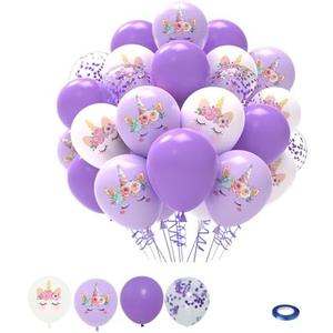 Unicorn Purple and White Balloons - 51pcs Matte Light Purple White Confetti Latex Balloons for Girls Women Unicorn Birthday Baby Shower Princess Wedding Bachelorette Party Decorations