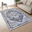 Muddy Mat Onyx 6ft x 9ft Washable Muddy Carpet for Living Room, Bedroom & Dining Room Modern Soft Low Pile Non Slip Carpet Pet Friendly Waterproof Foldable Area Rugs for Home