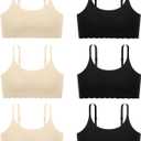 Finihen Girls Training Bra Seamless No Show Sports Bra with Removable Padding for Teens Girl Size 12-14 Years Mixed Color.