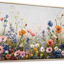 Wapluam Large Framed Canvas Wall Art For Living Room Wall Decor For Bedroom Abstract Wall Painting Flowers Pictures Home Decorations Prints Posters Modern Room Home Decor Wood Framed 20" x 40"