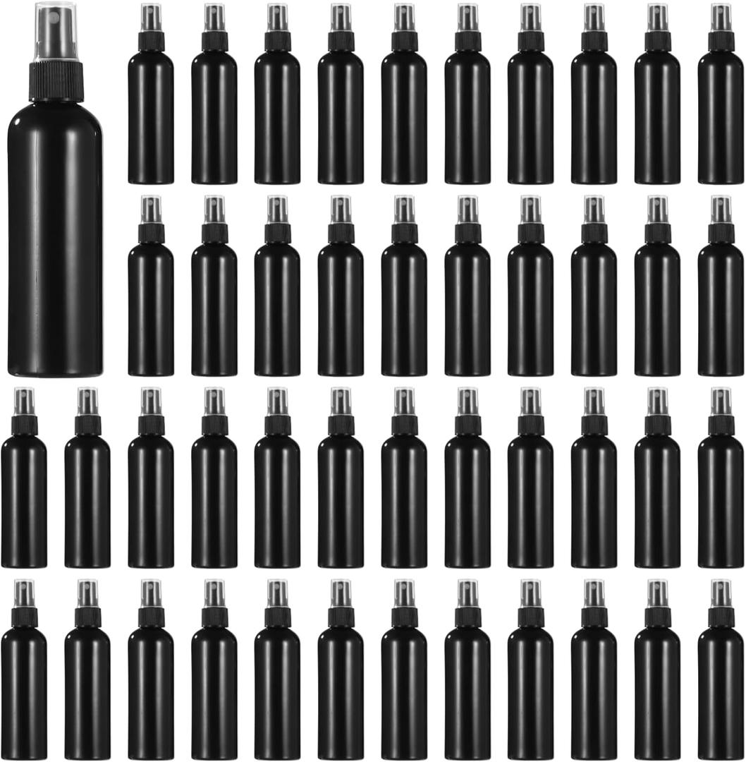 48 Pcs 4 oz Plastic Spray Bottles - 120 ML Travel Size, Fine Mist Sprayers, Ideal for Perfumes, Cosmetics, Cleaning Solutions, and More, Black