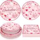 150Pcs Galentine's Plates and Napkins Party Decorations Galentines Gang Paper Plates Disposable Pink Galentine's Day Plate Napkins Tableware Party Supplies,Serves 50