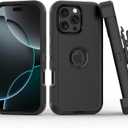 Compatible with iPhone 16 Pro Max Case, with Belt Clip Holster Heavy Duty Rugged Shockproof Full Body Protection Kickstand Cover for iPhone 16 Pro Max 6.9 inch Phone (Black)