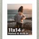 KINLINK 11x14 Picture Frame Light Grey, Wooden 14x11 Photo Frames with Plexiglass for 8x10 Picture with Mat or 11x14 Without Mat, 11 x 14 Frame for Art Collage Gallery Wall and Tabletop Display