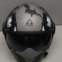 TRIANGLE Full Face Motorcycle Helmets,Off-Road Motocross Helmet for Men & Women,Dual Visor with Internal Tinted Sunshield,Open Face 3/4 Adult Racing Helmet DOT Approved(XXL)
