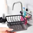 Kitchen Sink Caddy Organizer,Equipped with A Drainage Tray Sponge Holder,Faucet Organizer Rack for Bathroom,Adjustable with Hooks, Suitable for Kitchen and Bathroom, Left Side