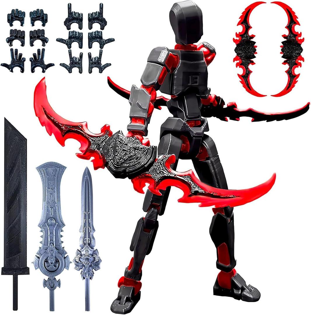 T13 Action Figure Set,Titan 13 Action Figure with Multiple Accessories,Easter Basket Stuffers for Boys (Black-red)