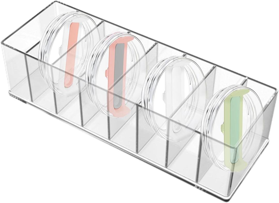 Tumbler Lid Organizer Acrylic Tumbler Lid Holder for Kitchen Countertop Cabinet, 8 Cup Lid(Max Diameter 3.1in, Max Thickness 1.1 in) Organizer Storage Holder for Cupboard Coffee Water Bottle