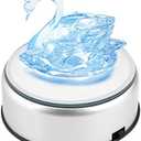 Estink LED Light Stand Base, Colorful Light Rotating Crystal Display Base Stand Holder Circular Show Stand Display Plate with AC US Adapter for Crystals Glass Art, Silver