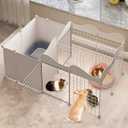 Fhiny Small Animal Playpen, Portable Rabbit Fence Indoor Metal Wire Yard Fence Guinea Pig Cage Playpen Metal Enclosure for Rabbit Guinea Pig Chinchilla Hamster Puppy Kitten with 12 Panels (White)