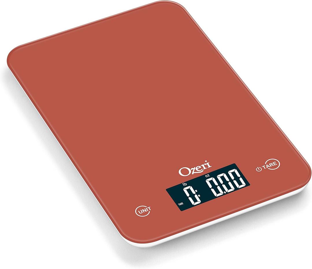 Ozeri Touch Professional Digital Kitchen Scale (12 lbs Edition) in Tempered Glass (Burnt Ochre)